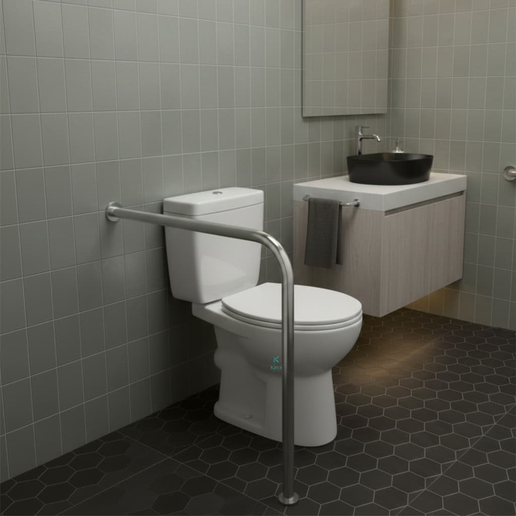 Barra de  Apoio em L  80x80cm Para Vaso Sanitário Corrimão PNE