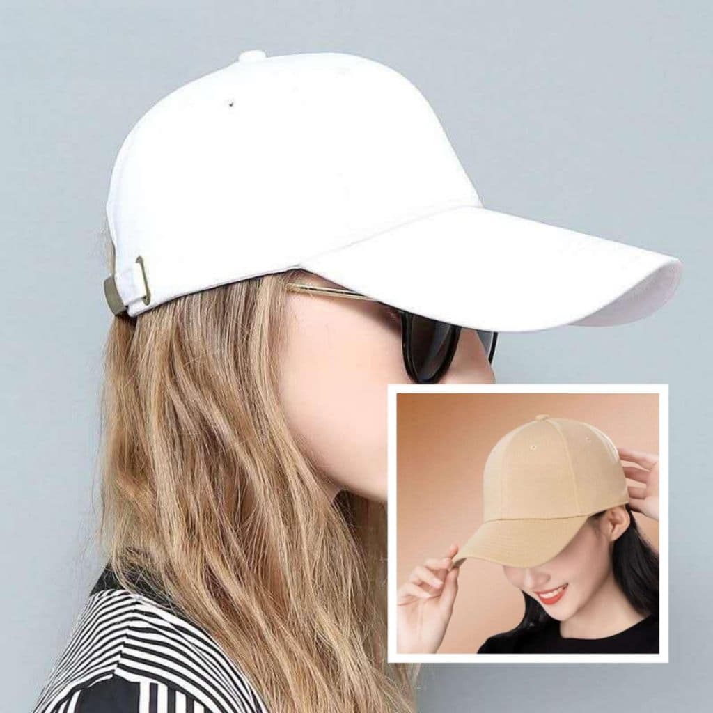 Kit 2 Bonés cáqui e branco Clássicos Beisebol 2 Peças Unissex Ajustável Aba Curva