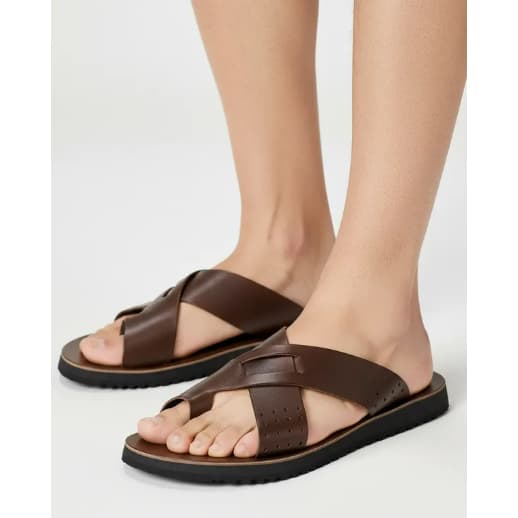 Sandalia Masculina Couro Lisa Anderrapante Anatômica Ozéé