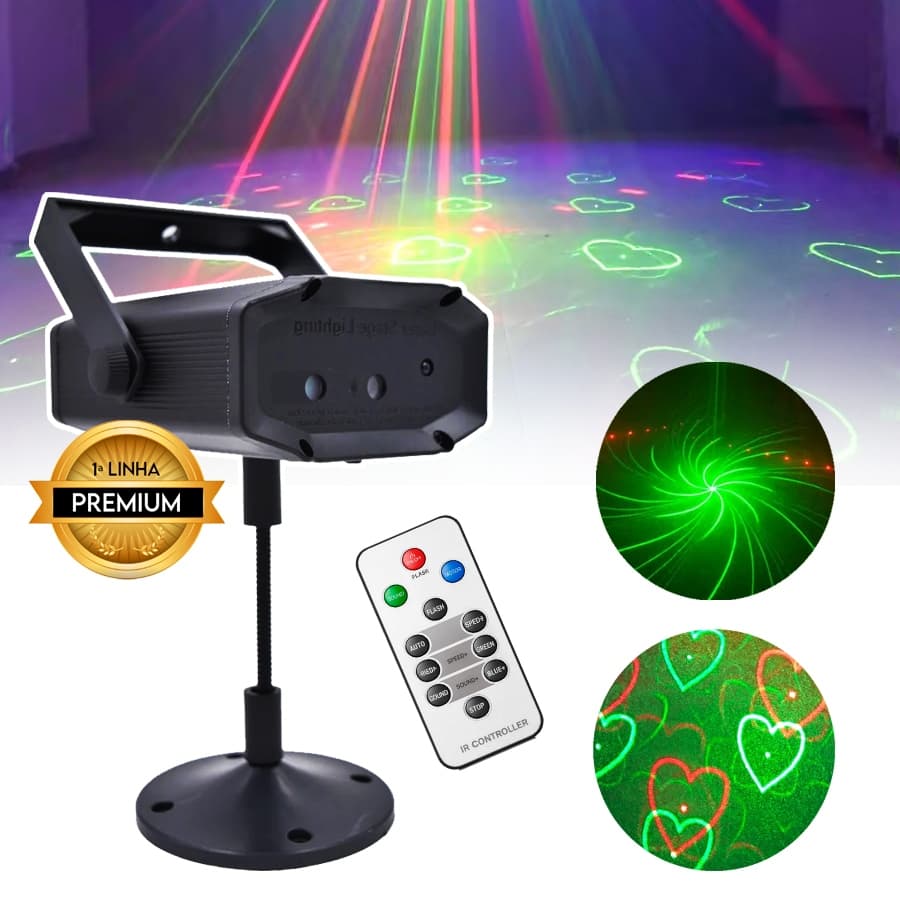 Canhão Laser Projetor de Coração Estrela Led Jogo de Luz PREMIUM Desenhos Holográficos