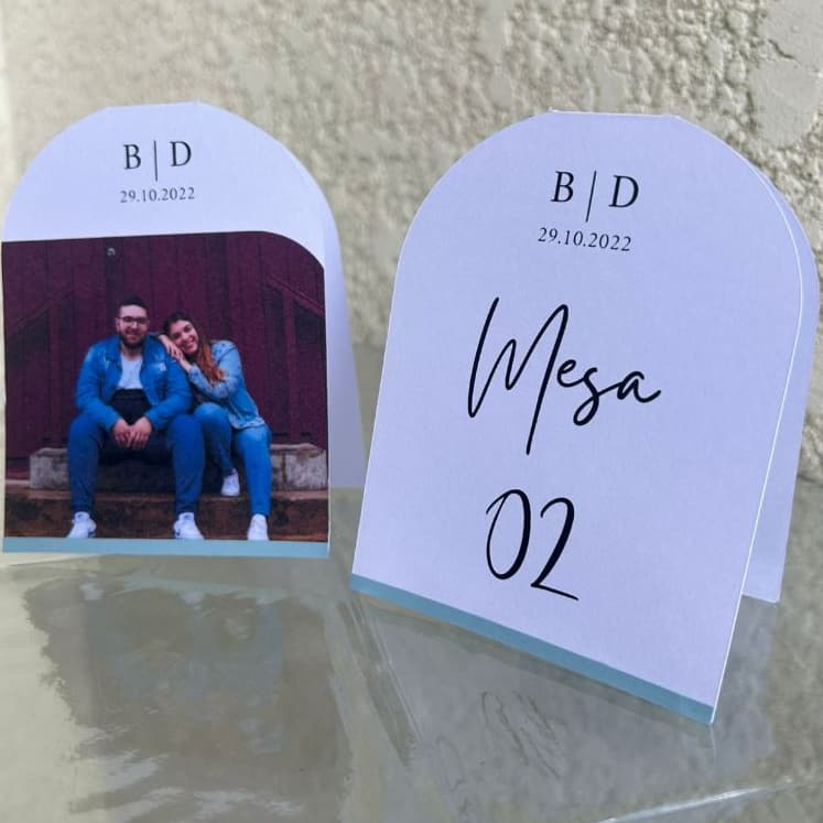 Plaquinha com número da mesa para Casamento Personalizado azul