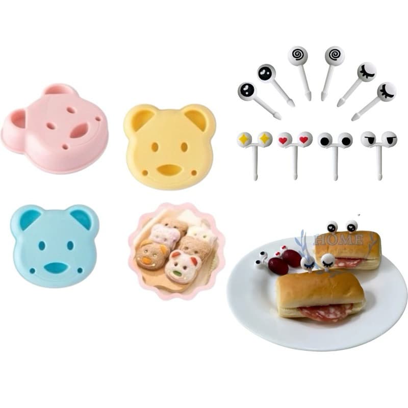 Kit 10 Garfinhos + 1 Forma Petisco Lancheira Olhinho Animais