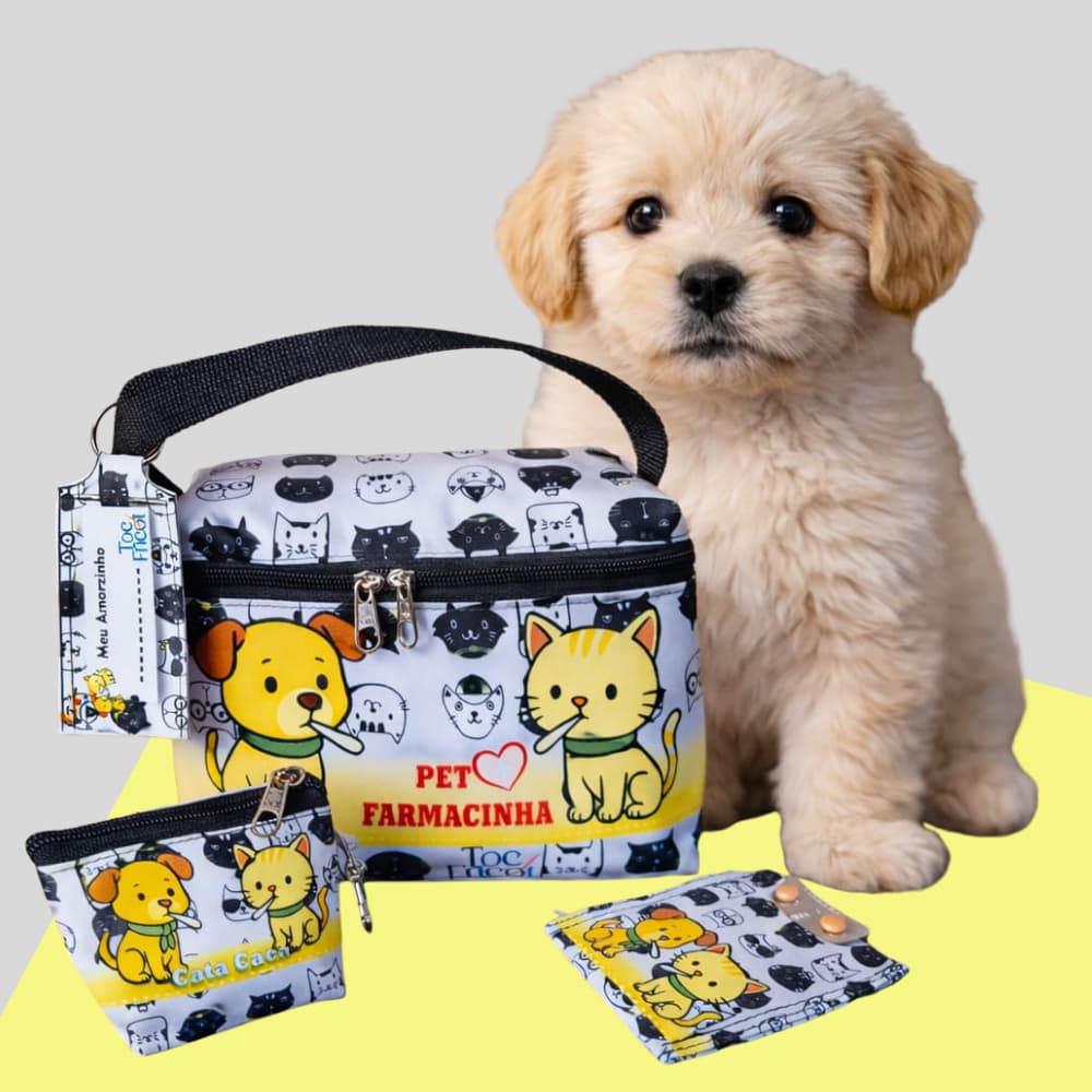 Kit estojo Necesserie Pet Farmacinha - porta remédio - cata caca - carteira para comprimidos ou carterinha do PET