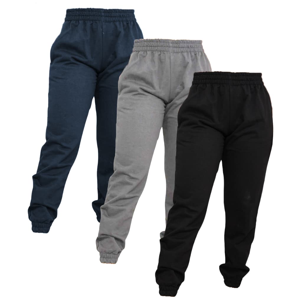 Kit 3 Calça De Moletom Básica Slim Jogger Com Punho Academia (azul e cinza)