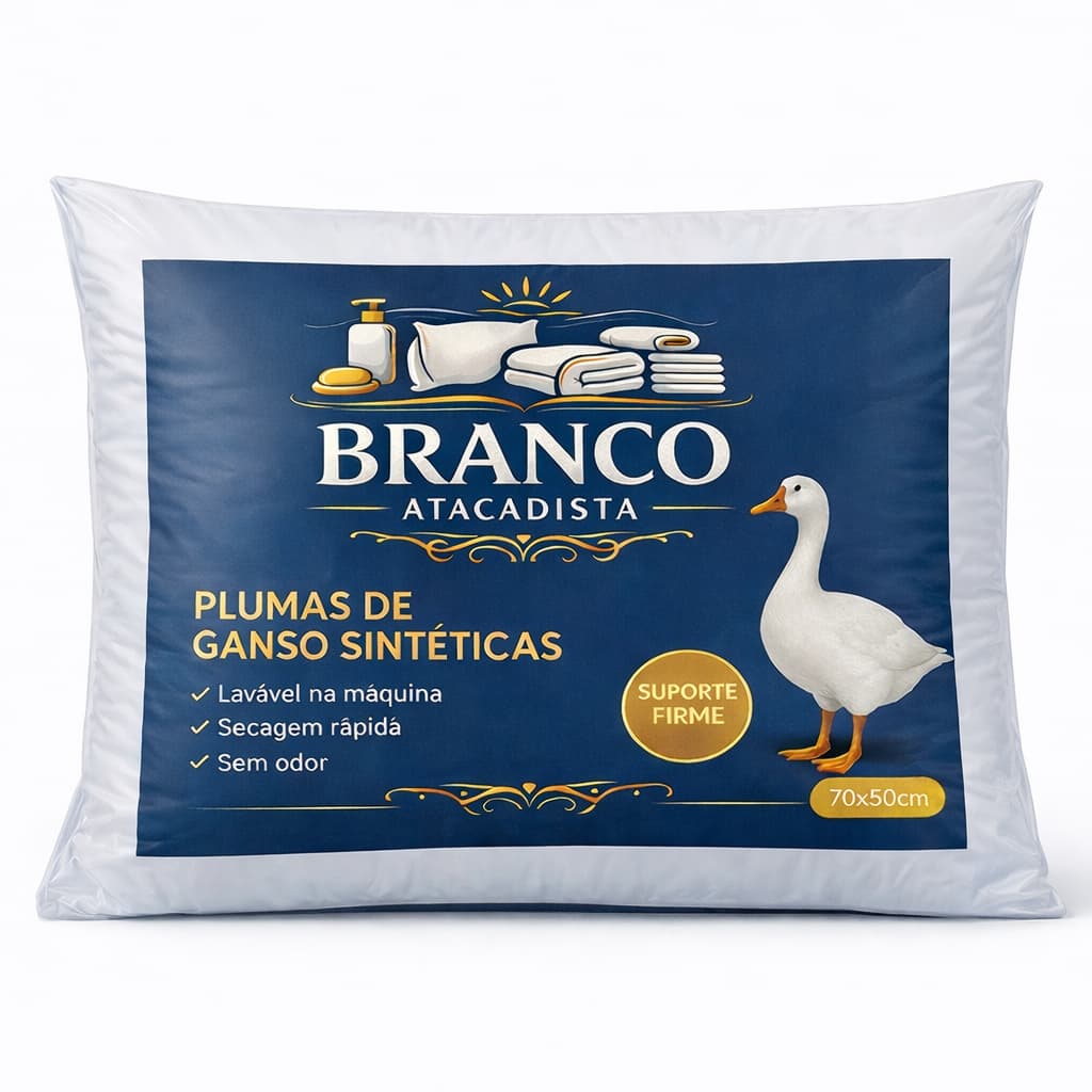 Travesseiro Pluma de Ganso Antialérgico Luxo Toque Macio