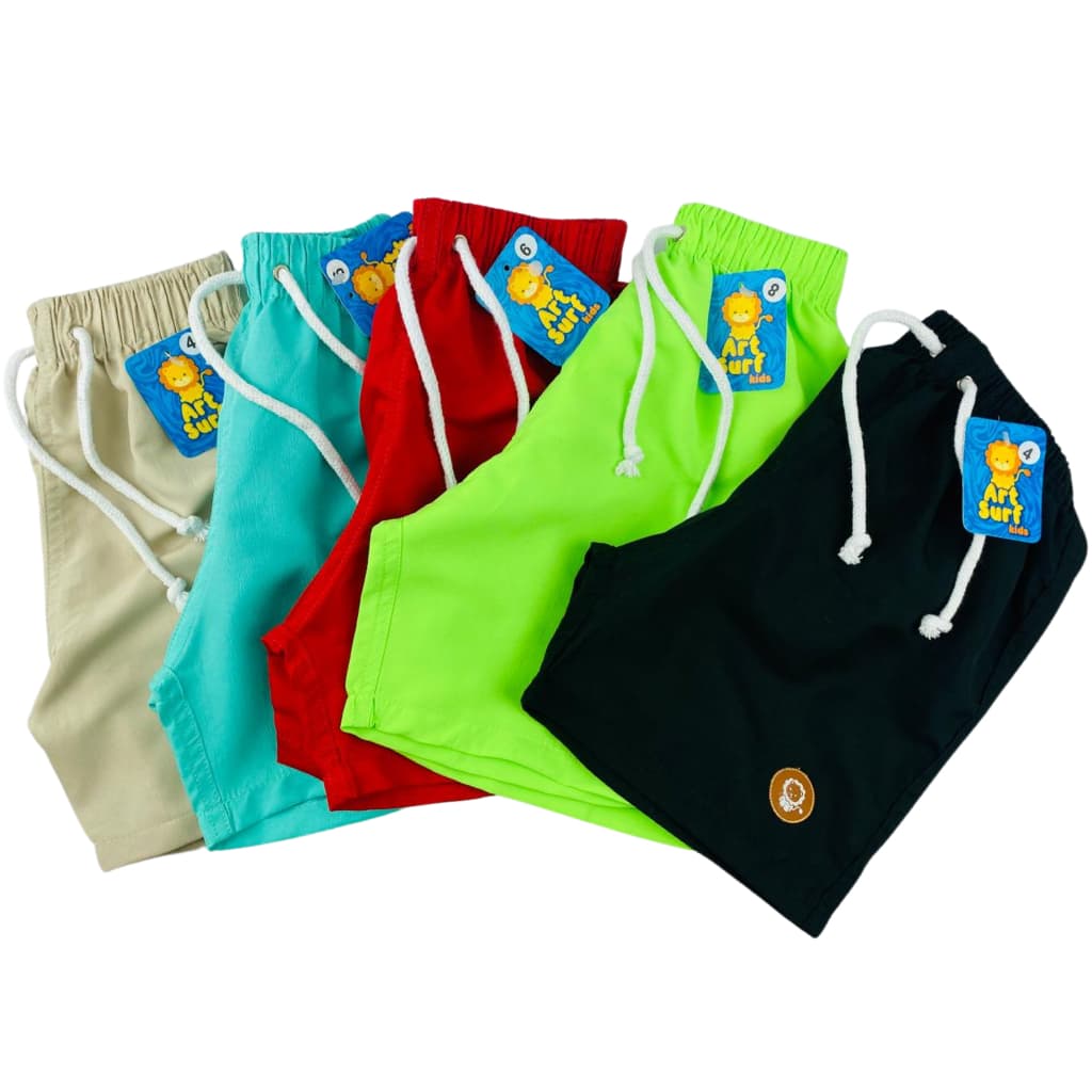 kit 3 bermuda infantil tactel masculino 0 a 14 anos moda praia juvenil short masculino