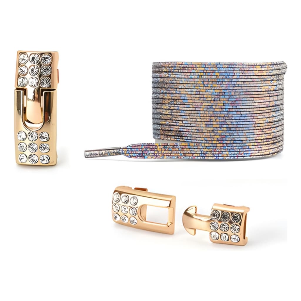 Cadarço Elástico Sem Nó Ajustável Com Trava Metálica Brilhante