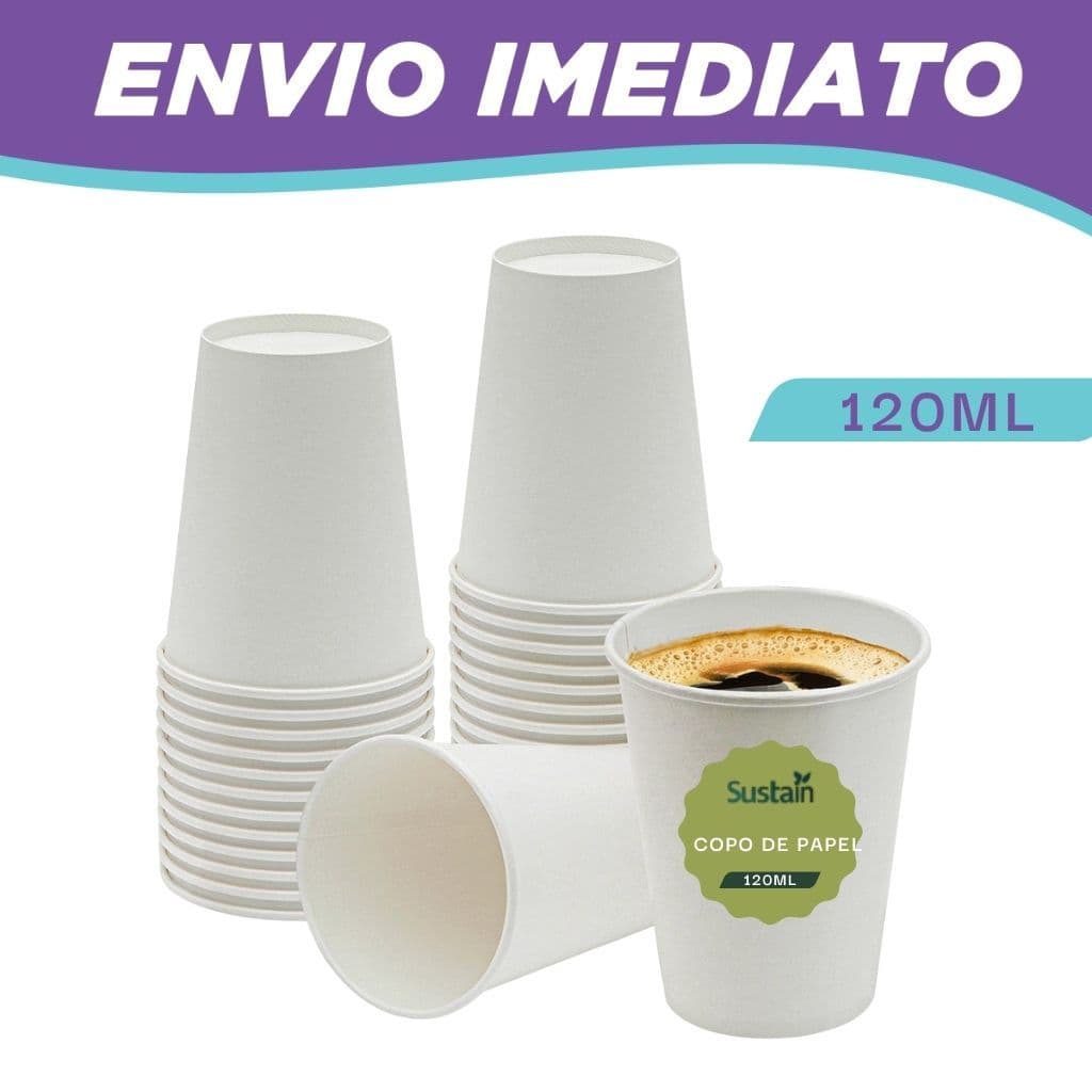 Copo de Papel Biodegradável 120ml com 50 Unidades