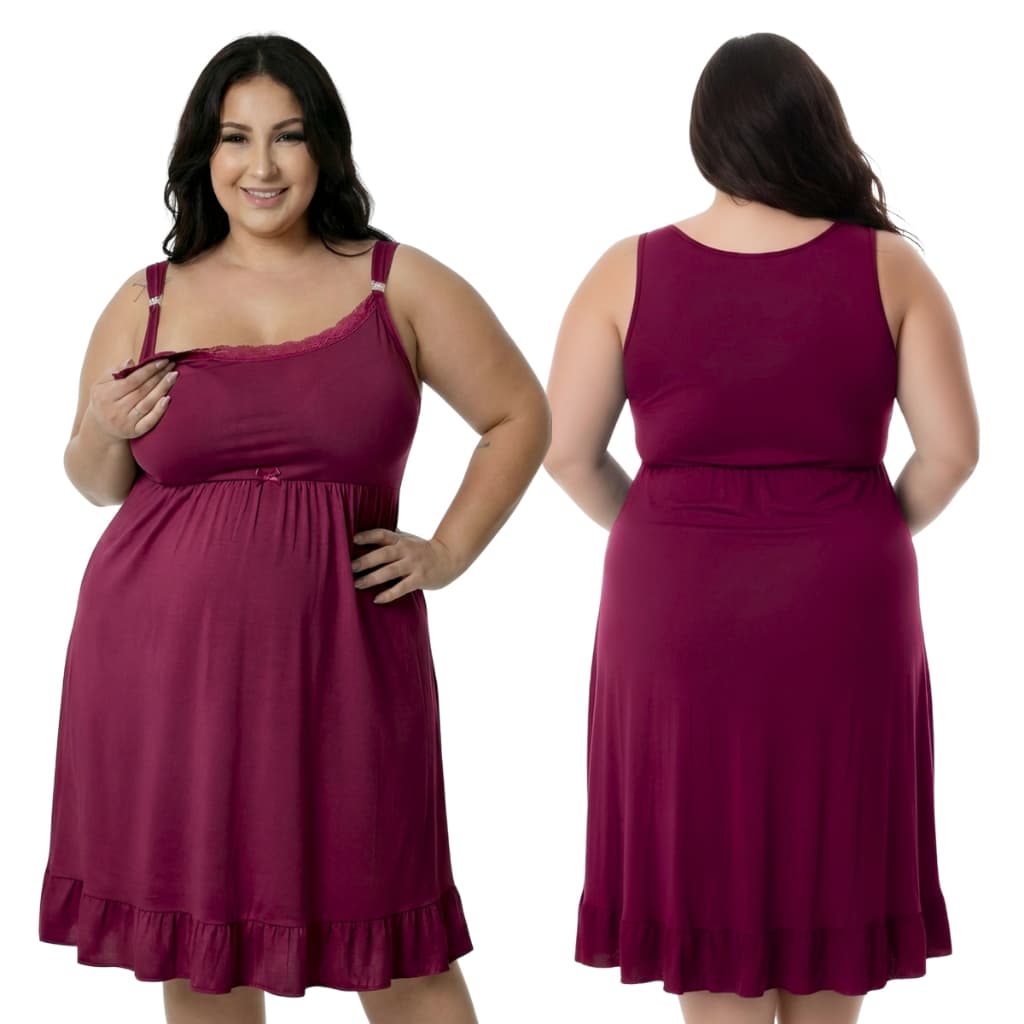 Camisola de Amamentação Plus Size Fecho em Click Microfibra Maternidade
