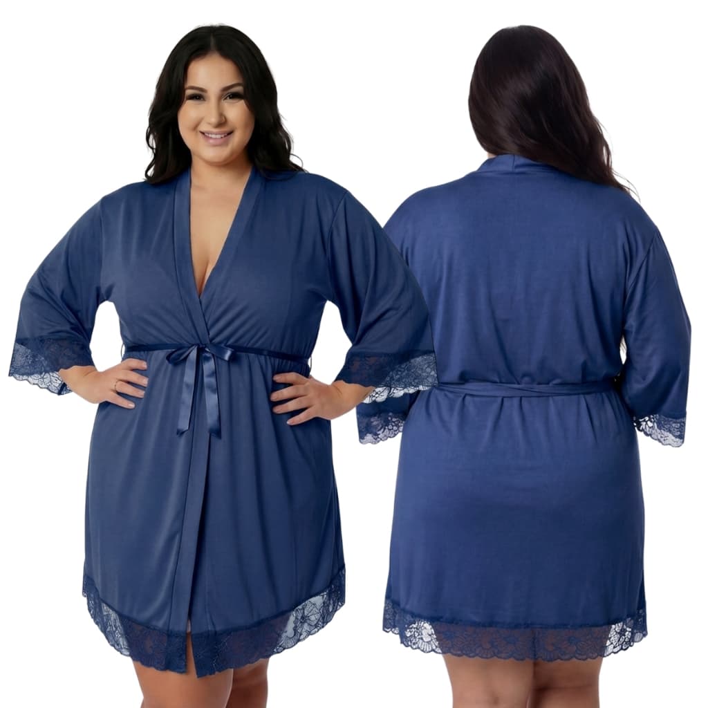 Robe de Luxo Romantic Com Renda Plus-Size