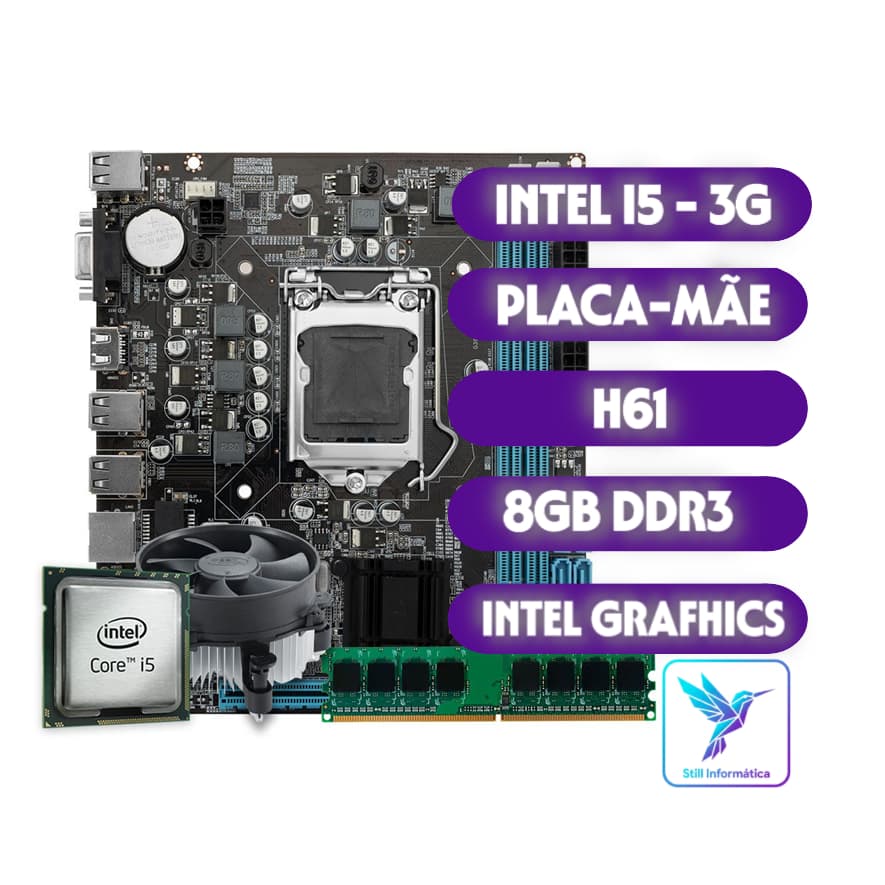 Kit Gamer i5 3ª Geração | 8GB RAM | Placa-Mãe H61 | Cooler | Desempenho e Custo Benefício para Você | Pronto para Jogar!
