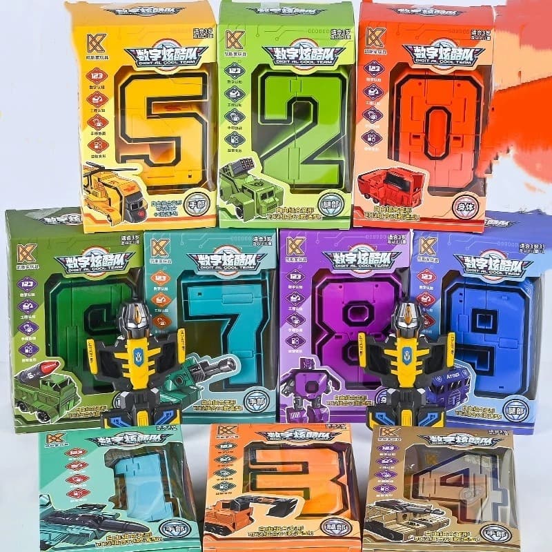 Brinquedo Número 0-9 Infantis Robô Transformers Digital Robot kit Carro Carrinho