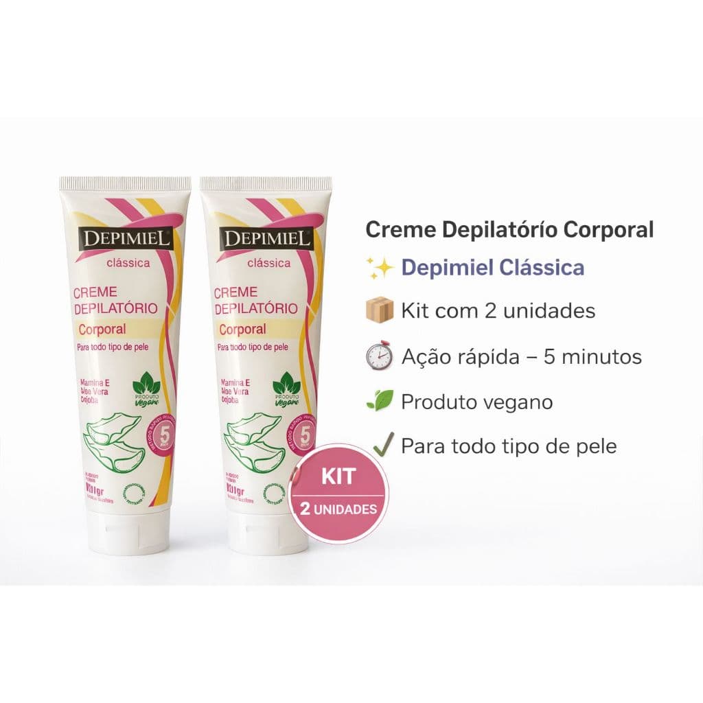 Creme depilatório Depimiel 120g kit com 2 unidades tradicional ou rosa mosqueta, banho