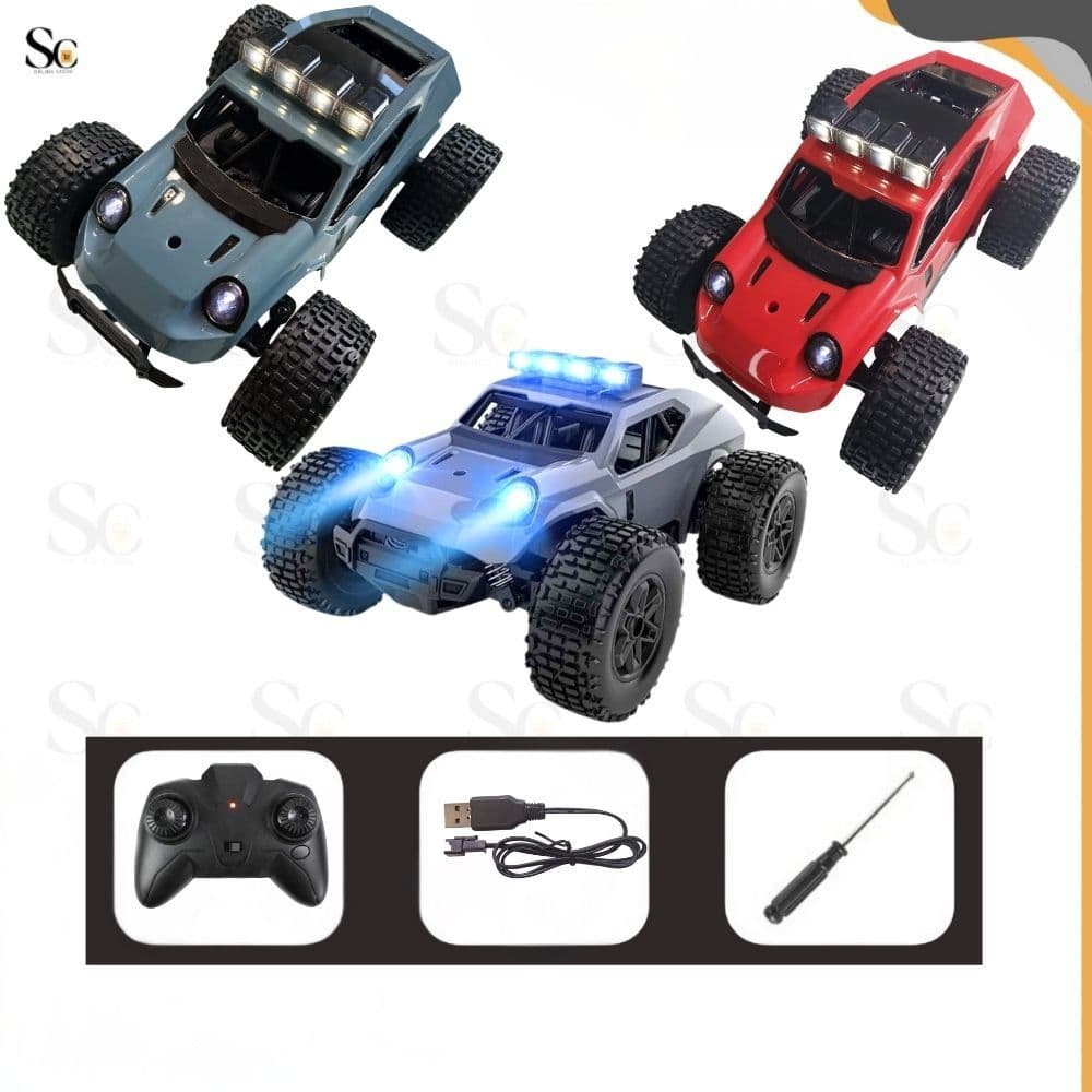 Carro Carrinho Controle Remoto Off Road Com faróis de LED Drift Recarregável Menino Diversão