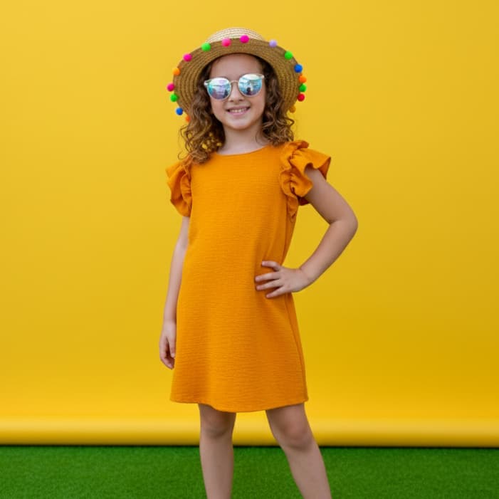 Vestido Infantil Menina Verão de Manga Liso Batinha Soltinho