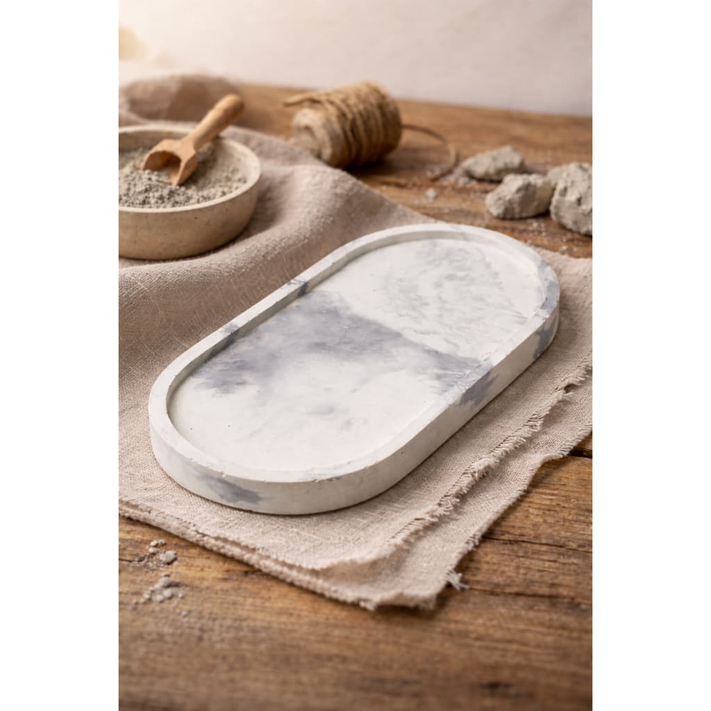 Kit 2 Bandejas Decorativa Oval Multiuso | Marmorizado | Porta Jóias | Acessórios | Porta Velas