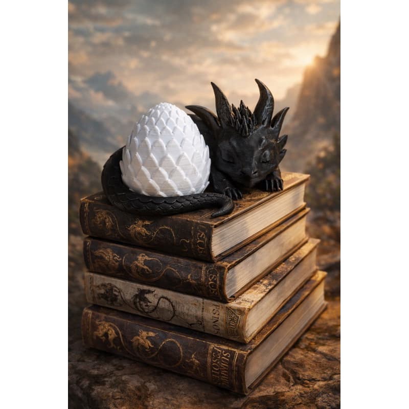 Dragão 3D tairn + ovo com tampa decoração Impressão 3D decoração moderna – inspiração livro Quarta asa vc