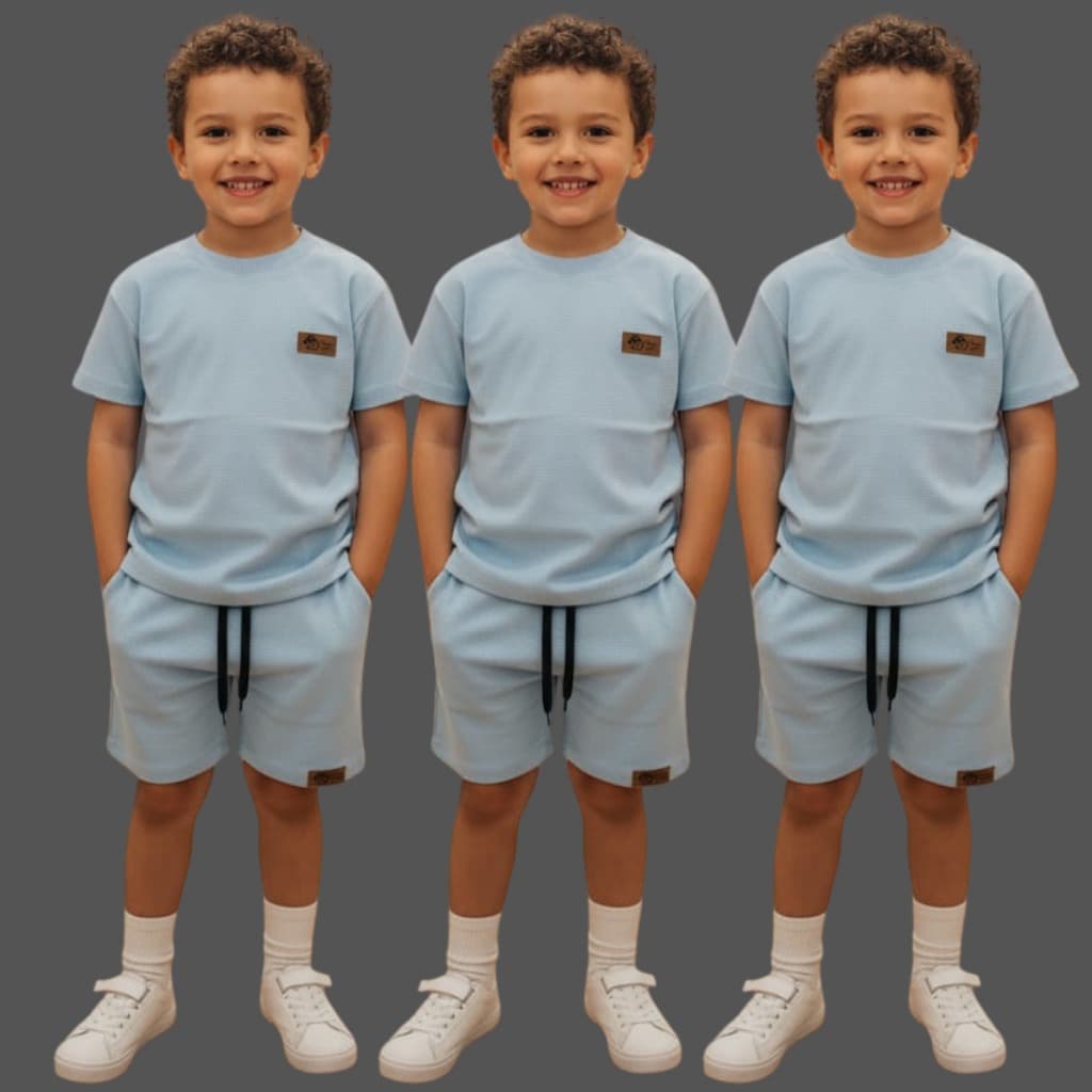 Conjunto Infantil Masculino Malha Premium Conforto Menino Verão Blogueirinho Tam 1 2 4 6 8 Cores Tendência
