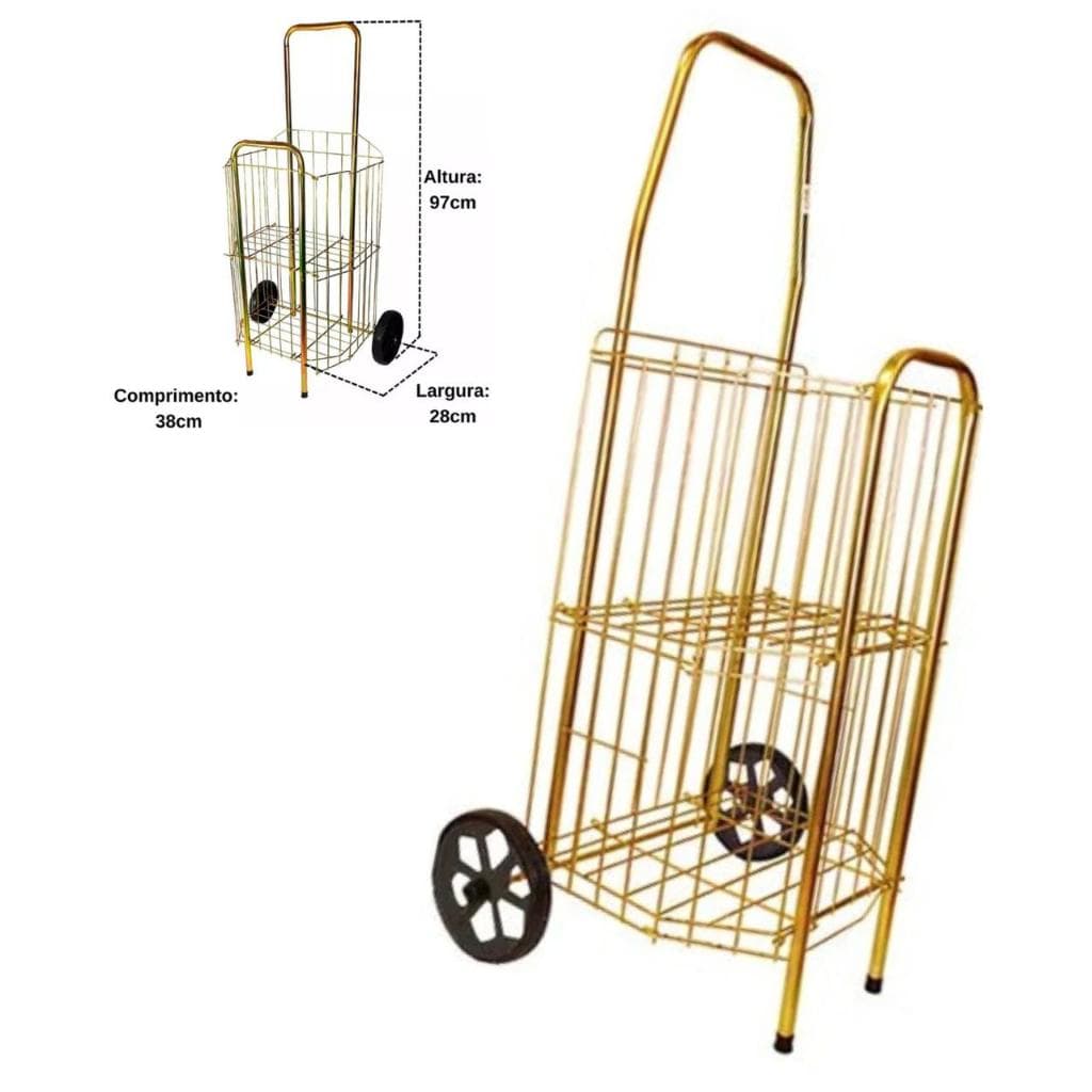 Carrinho de Feira Dobravel Resistente Reforçado  50 Kg