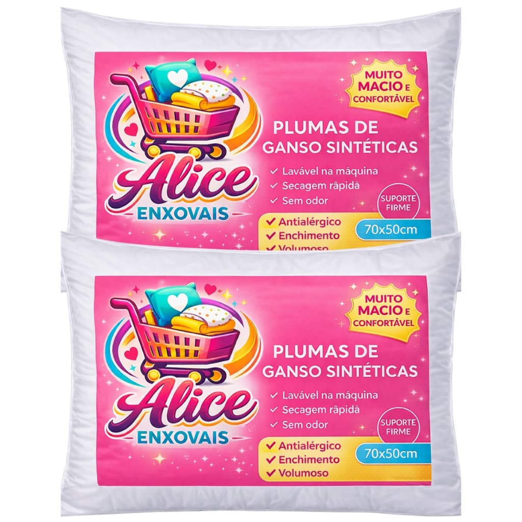 Kit Com 1 até 10 Travesseiro Pluma de Ganso Descanso Antiacaro 70x50cm