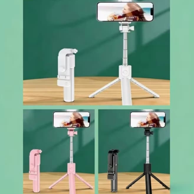 Bastão Pau de selfie Tripé Retrátil Com Luz LED Controle Bluetooth Celular