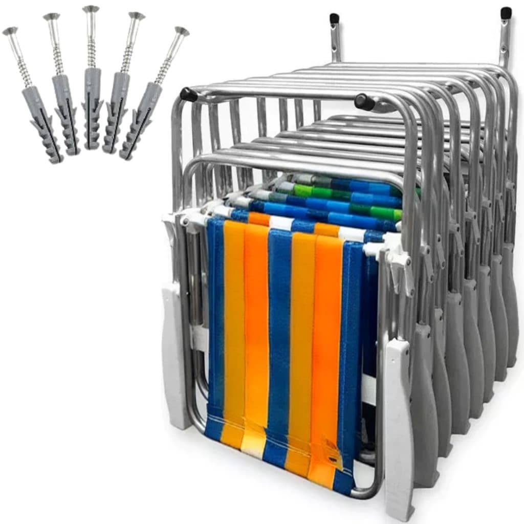 Suporte de Cadeira de Praia para Parede Até 7 Cadeiras