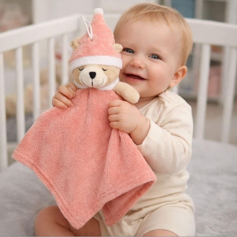 Naninha para Bebê, Ursinho Pelúcia Antialérgico Tamanho 40 cm Cores Variadas Suporte Chupeta Ideal para Soneca do Bebê