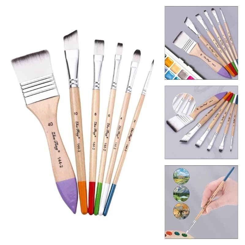 Kit Pincéis pintura Artística  Cerdas Branca Aquarela Oleo
