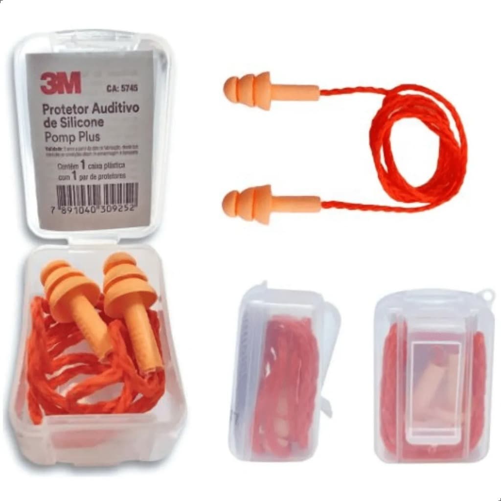 Protetor Auricular 3M Pomp Plus de Silicone - Cordão de Silicone CA 5745