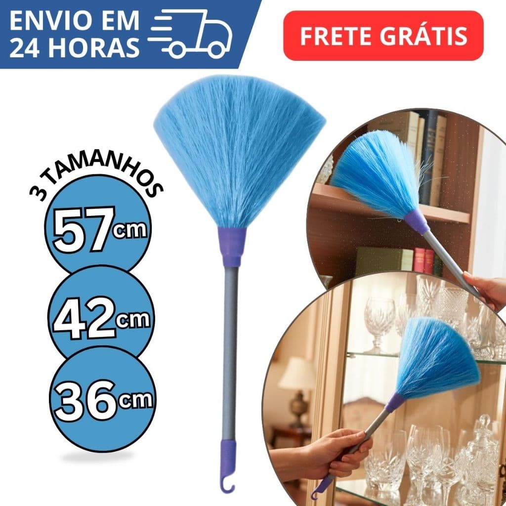 Espanador De Pó Fibra 36 42 57 Cm Limpa Poeira Moveis Casa Pequeno 4 Tamanhos