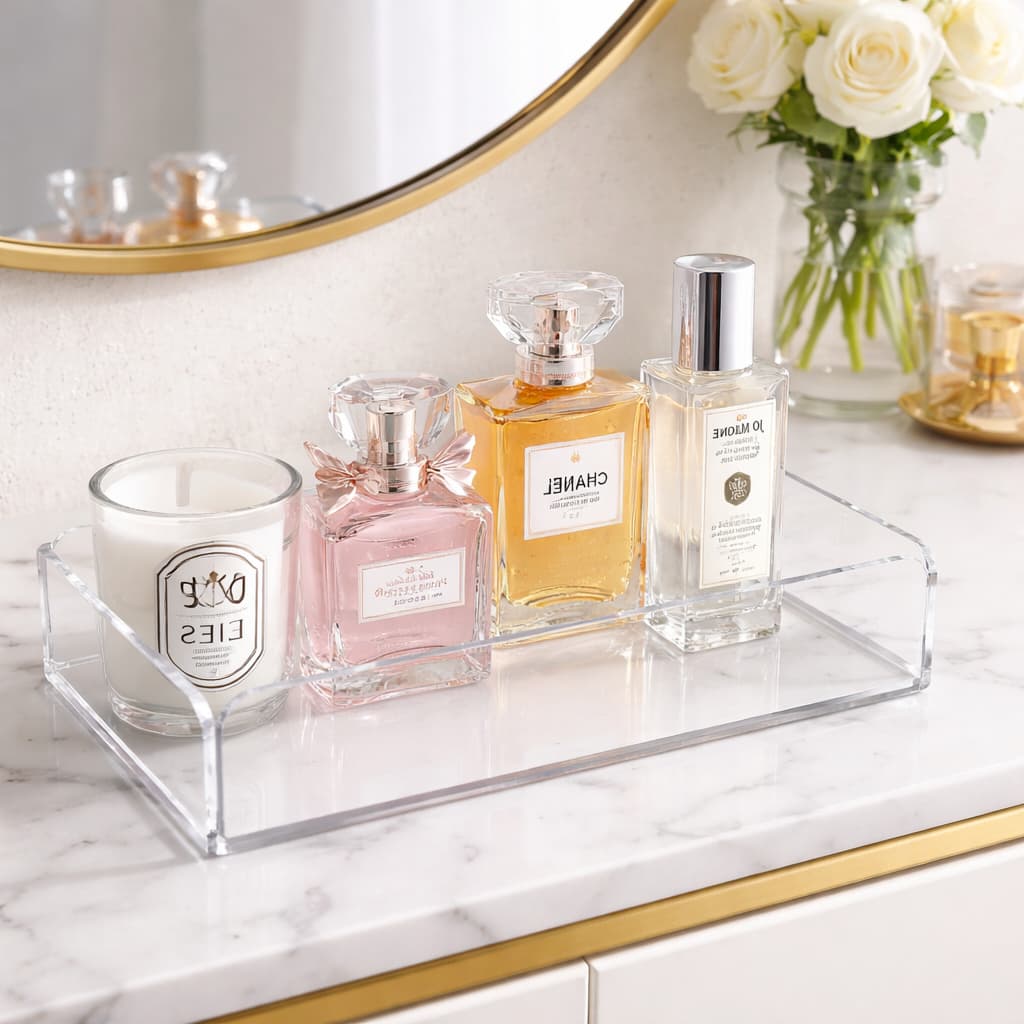 Bandeja Acrilico Transparente Cristal Retangular Organizadora Decorativa