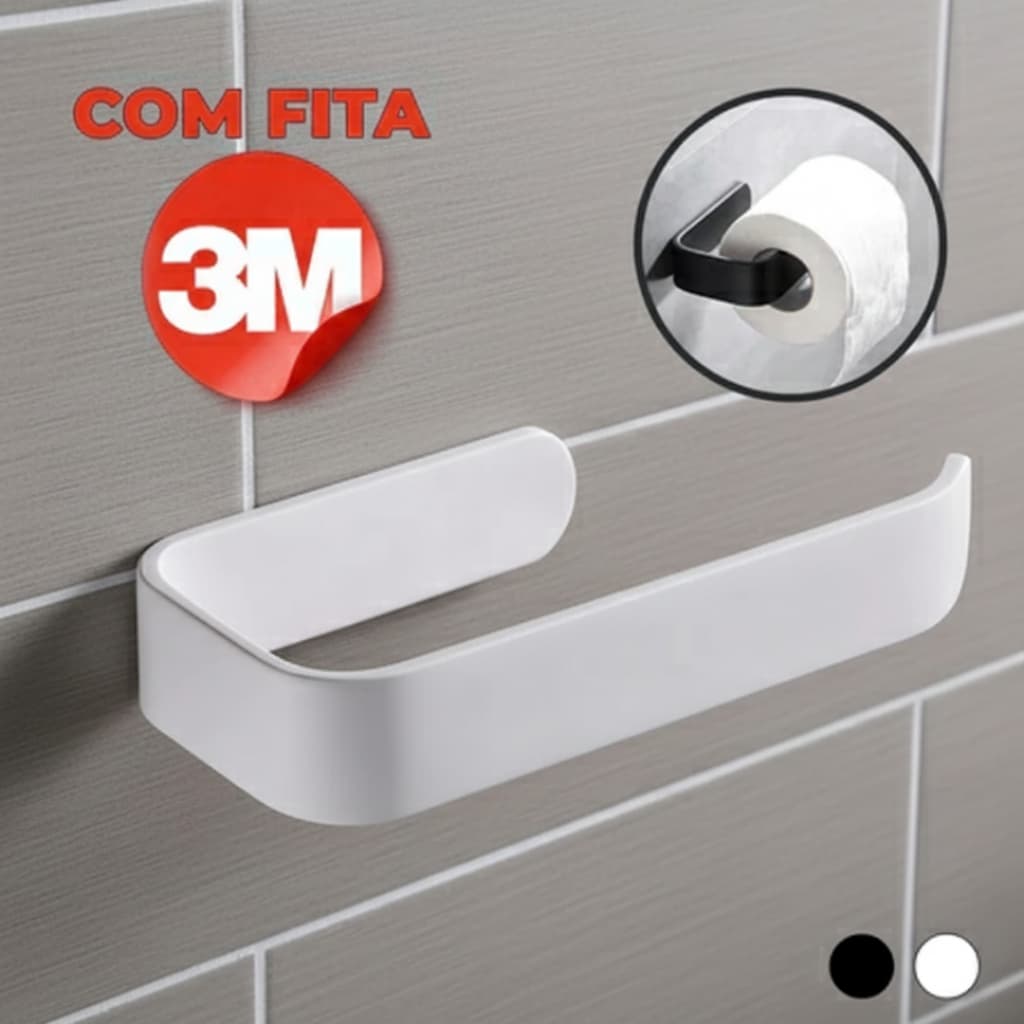 Suporte De Rolo De Papel Higiênico Acessórios Banheiro 3M Fita Adesiva Branco