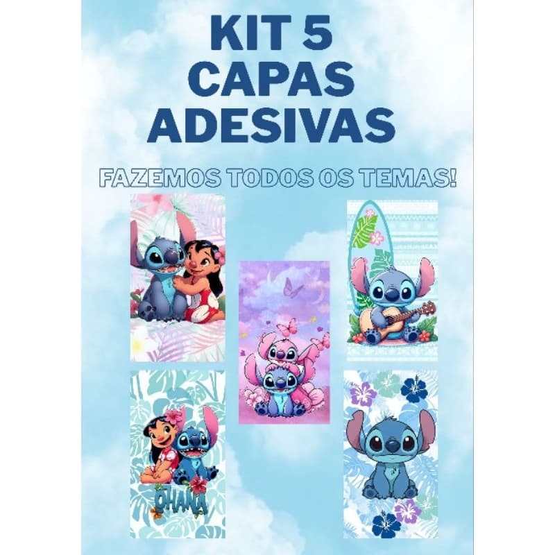 Kit 5 Capas Caderno Adesivas A4
