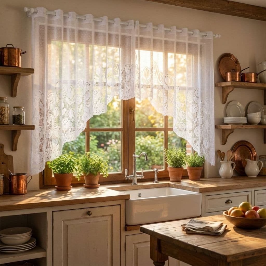 Cortina Renda Cozinha Cascata Tulipinhas Floral 3,20m x 1,10m Delicada Apartamento Sala Quarto Decorativo Luxo