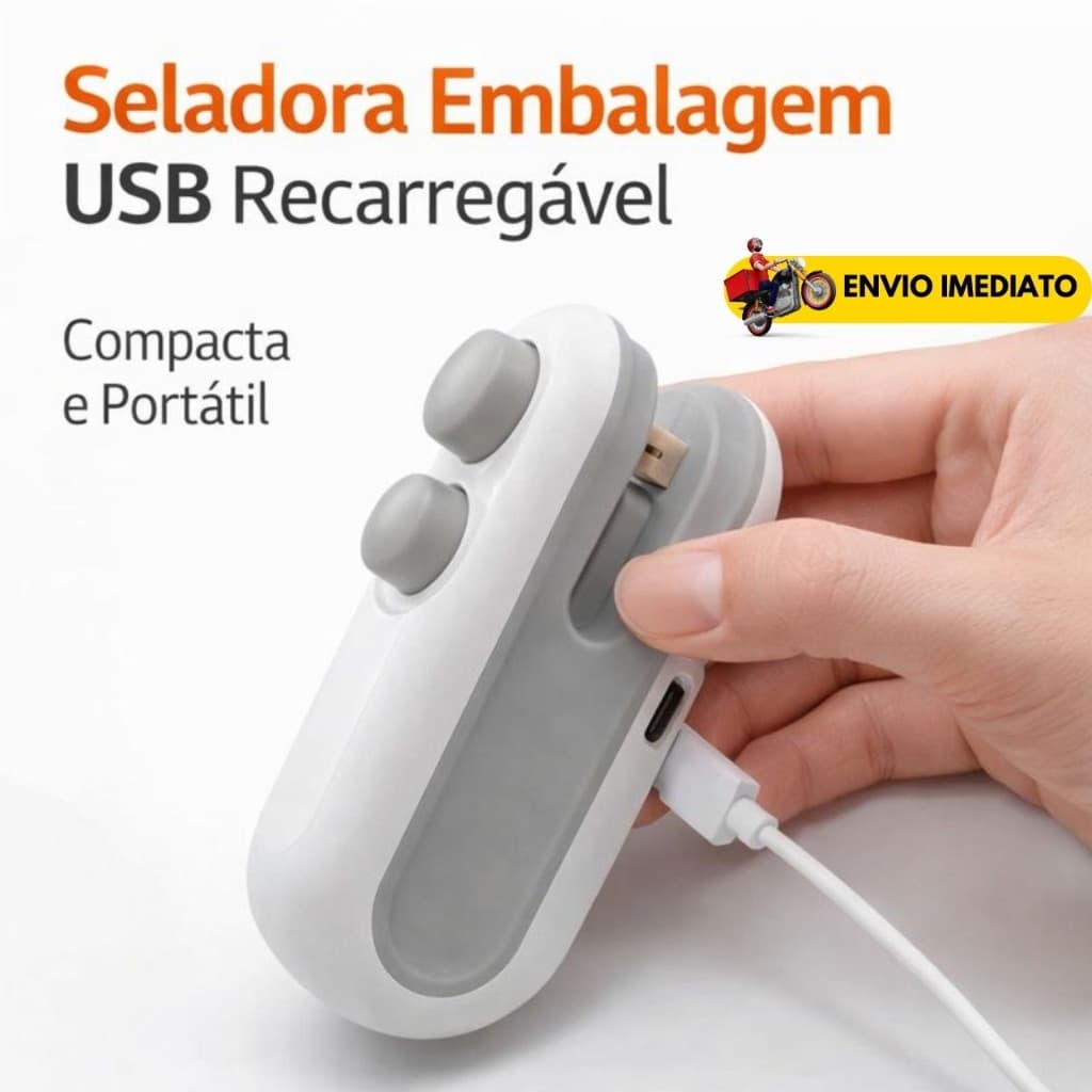 Mini Seladora Máquina Portátil Plástico Para Cozinha Sela Rapidamente Suas Embalagens Plásticas Sem Fio