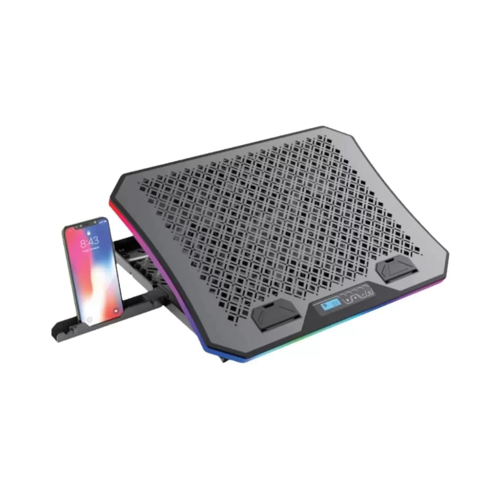 SUPORTE NOTEBOOK GAMER ATÉ 19" AJUSTE ALTURA LED RGB, VISOR LCD -OBERON ORSP235