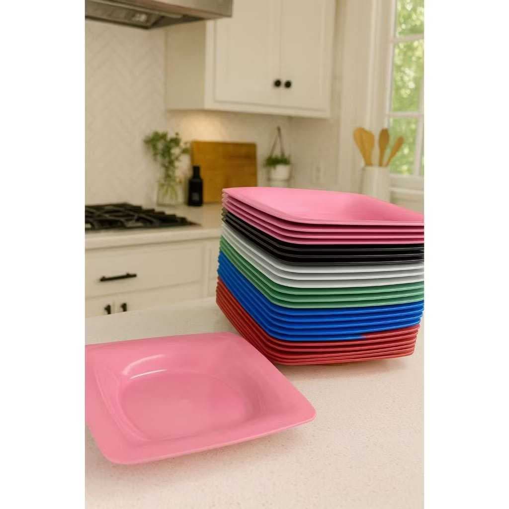 Kit até 100 Pratos Fundo Quadrado Refeição Churrasco Festa Pratos Plastico Escola