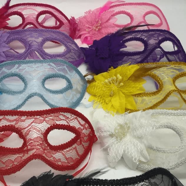 Máscara de Renda com Flor para CARNAVAL, FESTAS, BAILE, EVENTOS, FANTASIA, BLOQUINHO, FOLIA