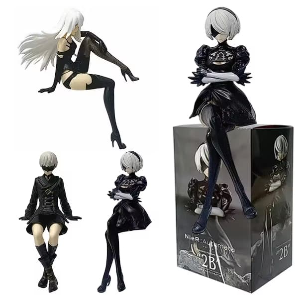 Action Figure Nier Automata de 15cm 2B Boneca de Anime Setup Gamer Sentada