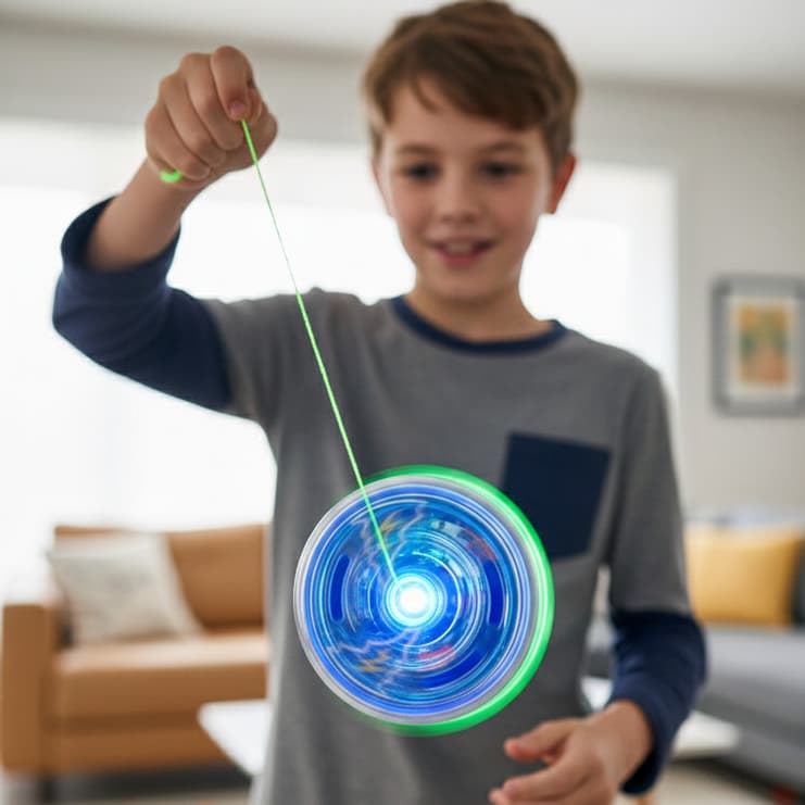 Ioiô Infantil com Luz LED Colorido - Yoyo super resistente que acende ao rodar