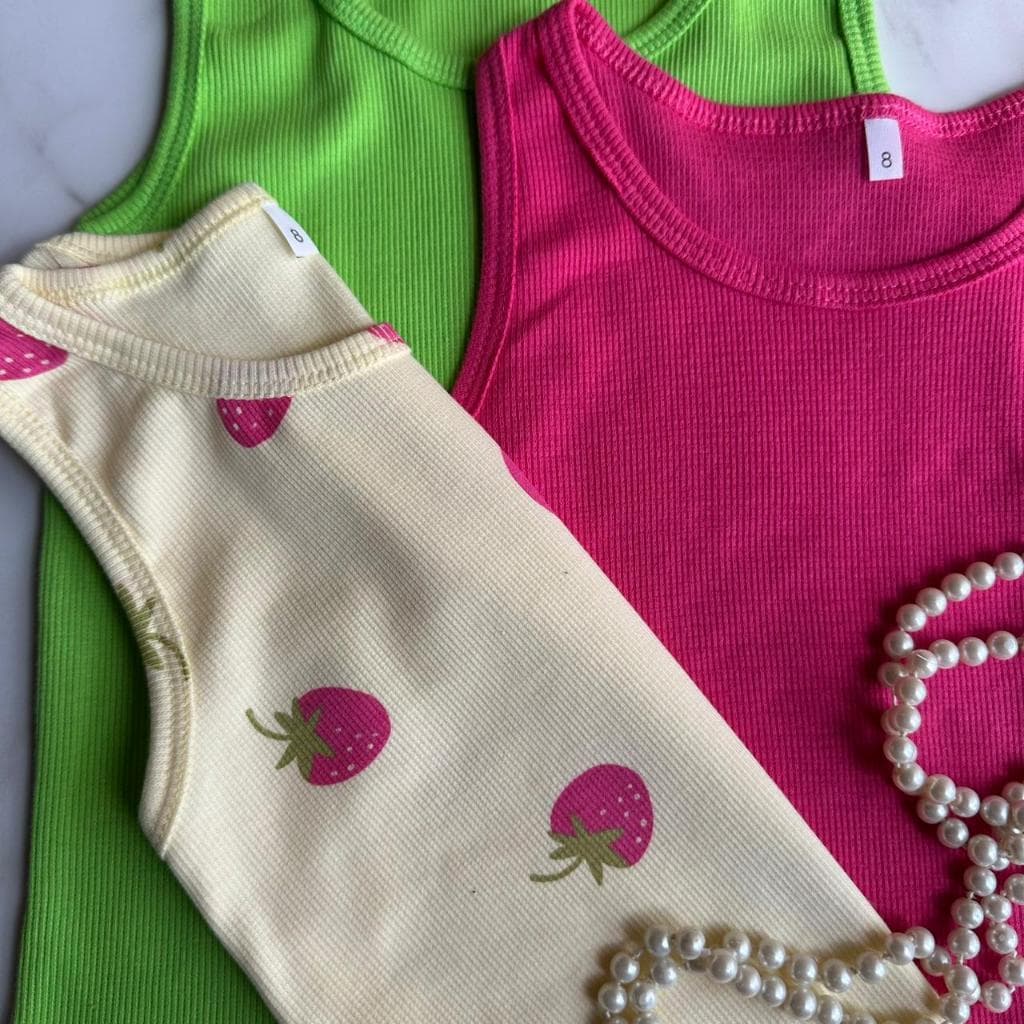 Kit 3 Regatas Regatinhas Blusas sem Manga Menina Infantil Cores Sortidas Verão Férias