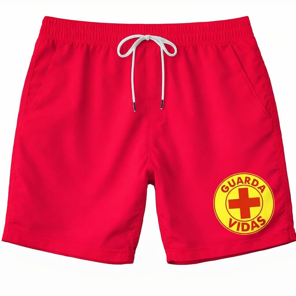 short guarda vidas preto vermelho entrega imediata p m g gg short em malha leve tectel confortavel unisex  fresquinho