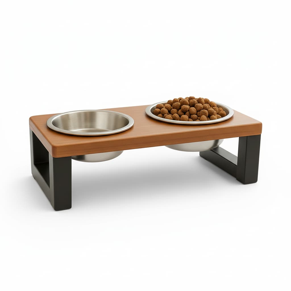 Suporte Duplo Elevado Comedouro Bebedouro Alimentador Pet Cachorro Gato Comedor Pote Aluminio Tigela