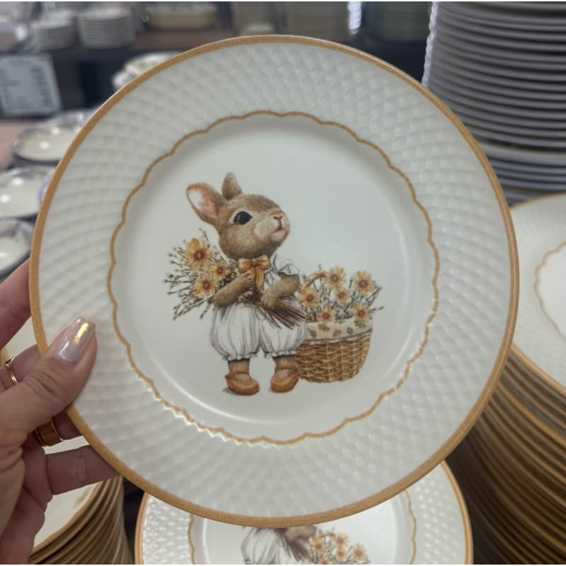 Prato de Sobremesa em Cerâmica Coelho Páscoa 2ª Linha