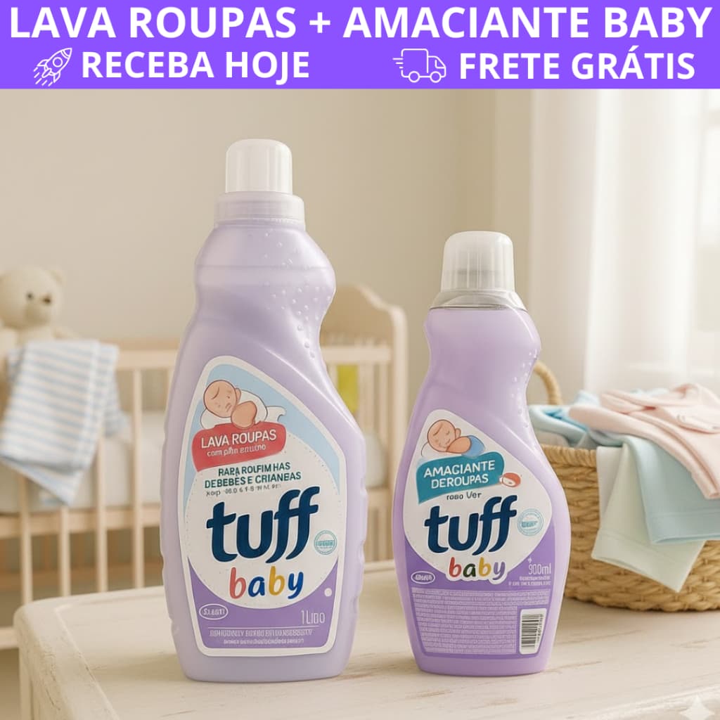 Kit Lava Roupas 1L + Amaciante 500ml Tuff Baby Bebê Ph Neutro Aloe Vera
