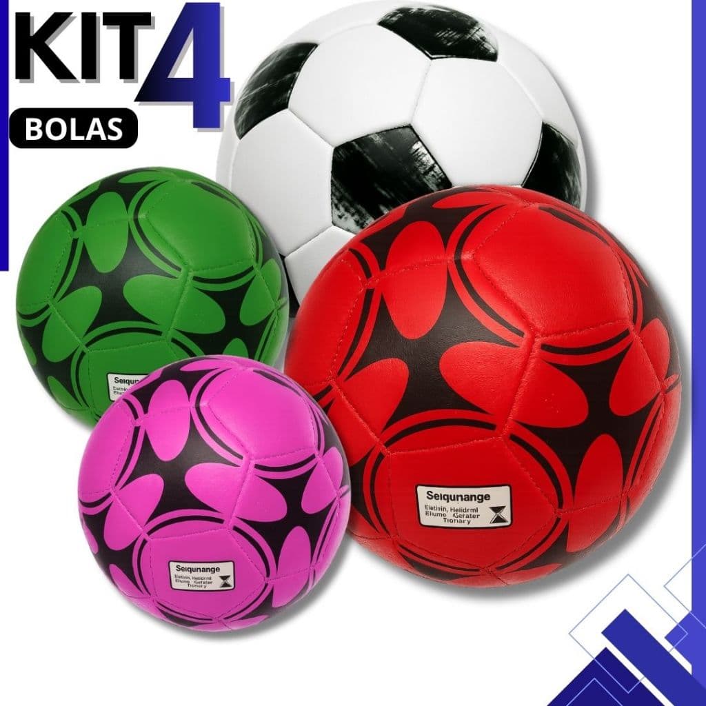 Kit 4 Bola Futebol Infantil e Adulto para Campo em PVC Nº5