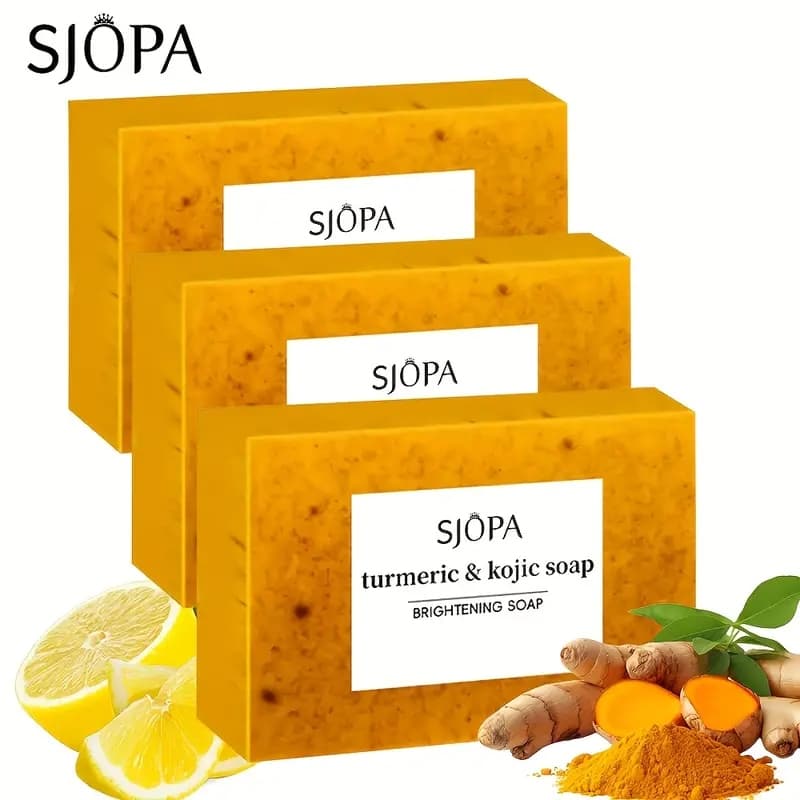 Kit 3 Sabonetes Natural de Cúrcuma - Limpeza Profunda, Clareia e Controla Oleosidade para Pele