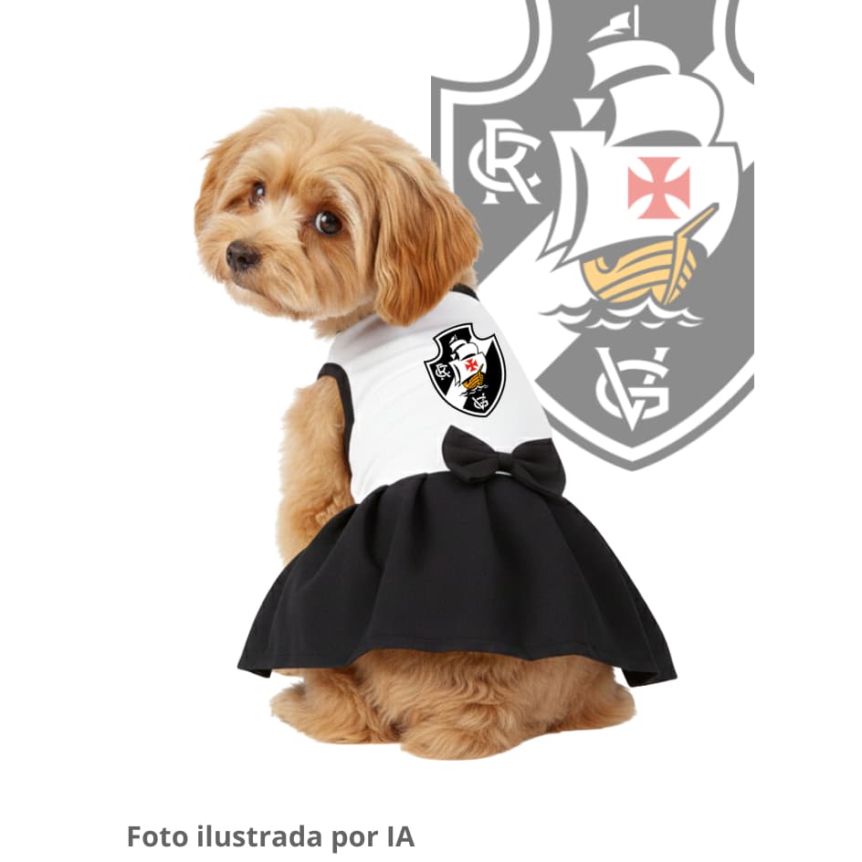 Vestidinho Pet vasco da gama coleção times do coração -- tamanhos PP ao G | Escolha o time.