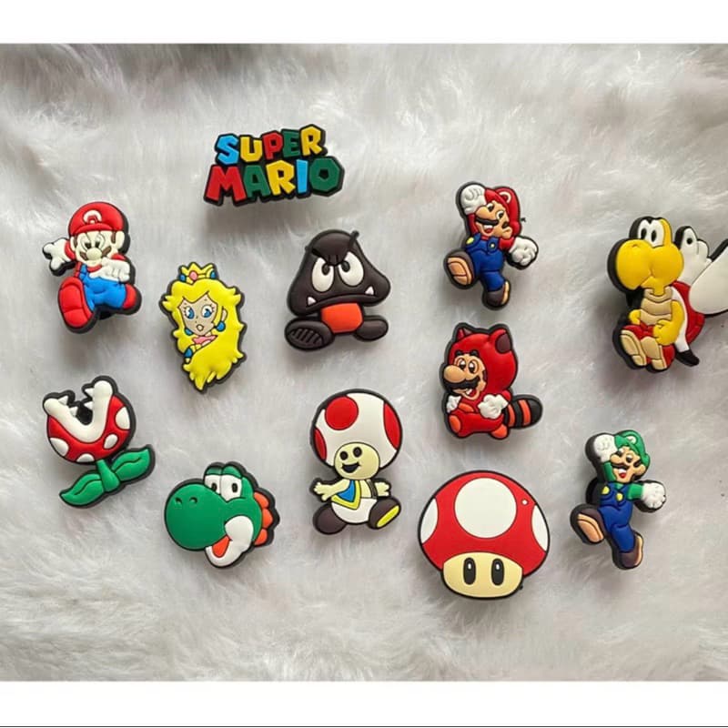 Kit de 3 a 10 Pins/Bottons Emborrachados Para Babuche - Mario Bross/Super MarioO
