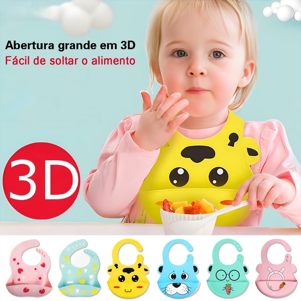 Babador De Silicone Para Bebê Impermeável Regulagem Com Pega Migalhas Migalhas Baby Bibs Menino Blw